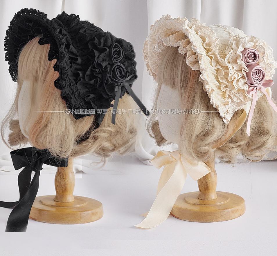 Classic Lolita BNT Headdress, Lace & Rose