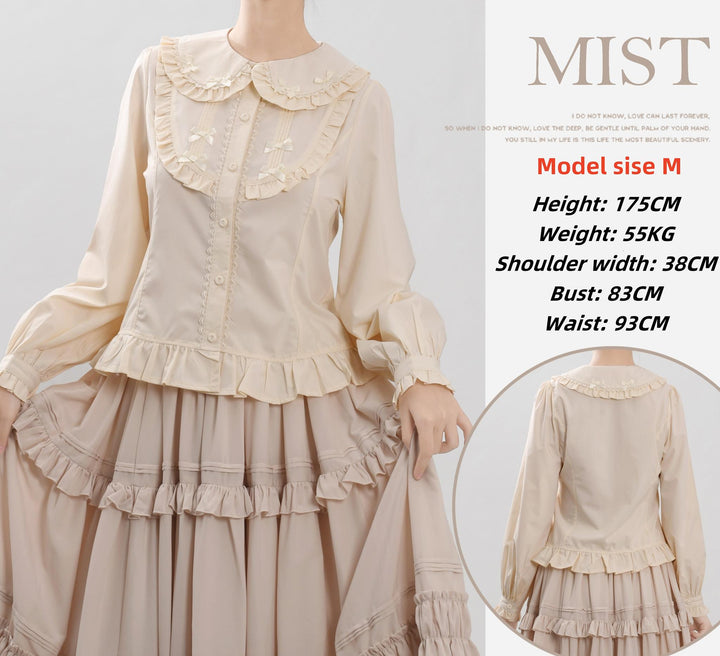 MIST~Sweet Lolita Blouse Doll Collar Lolita Shirt With Bubble Sleeve   