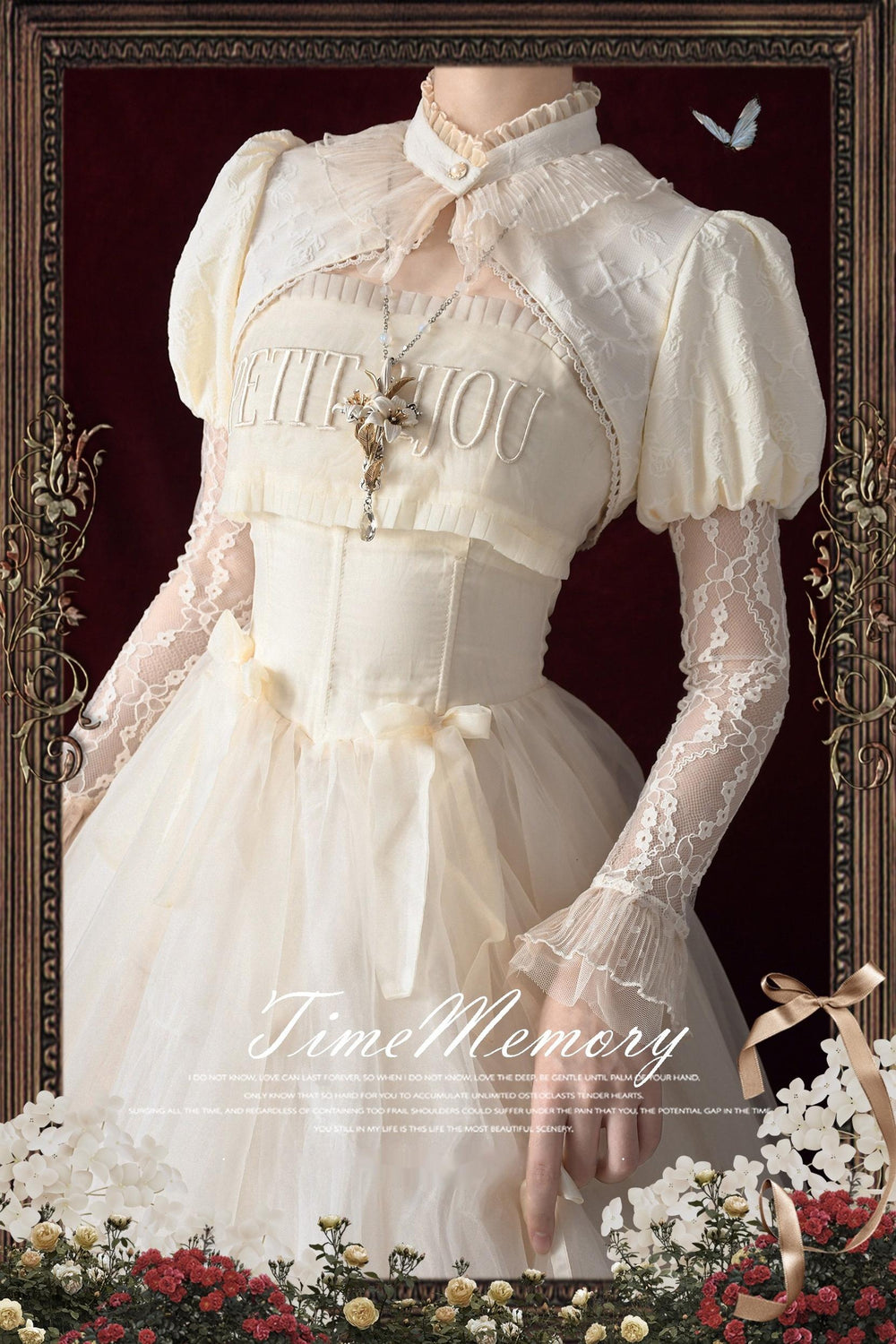 Time Memory~Petite Rose~Classic Lolita Bolero with Lace Sleeves