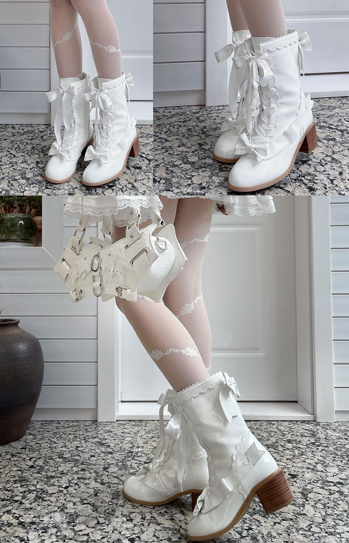 Sheep Puff - Sheepy Hooves - Kawaii Lolita Mid-Calf Boots, Side Zipper