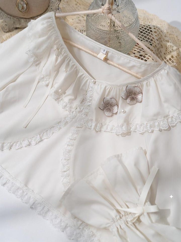 NyaNya - Four Seasons - UPF50+ Daily Lolita Light Cardigan With Embroidered Floral White S