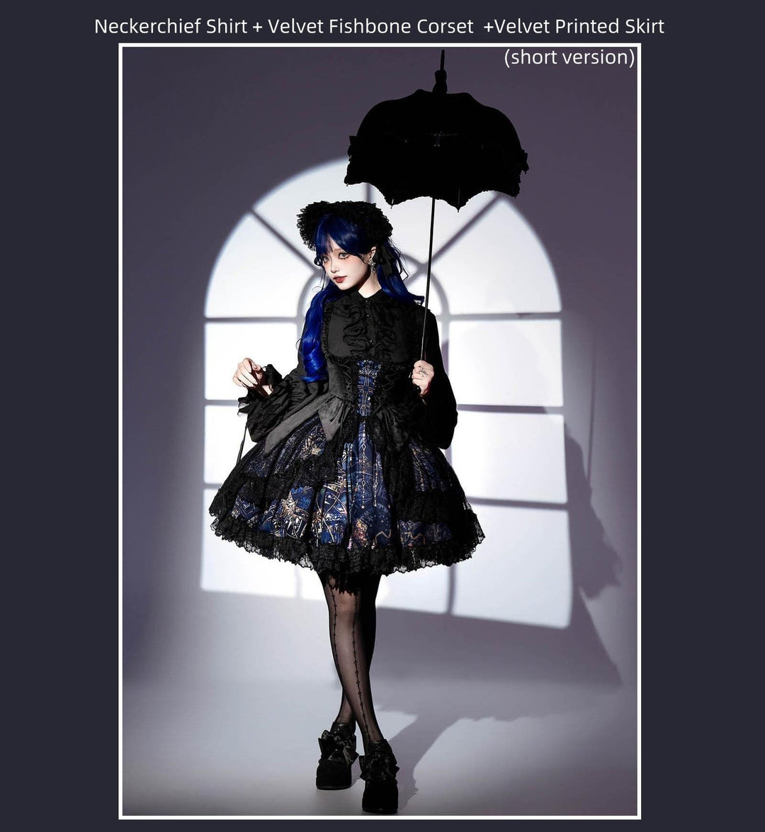 SUSIN~Night Traveler~Classic and Elegant Gothic Dress with Colorful Window Prints   