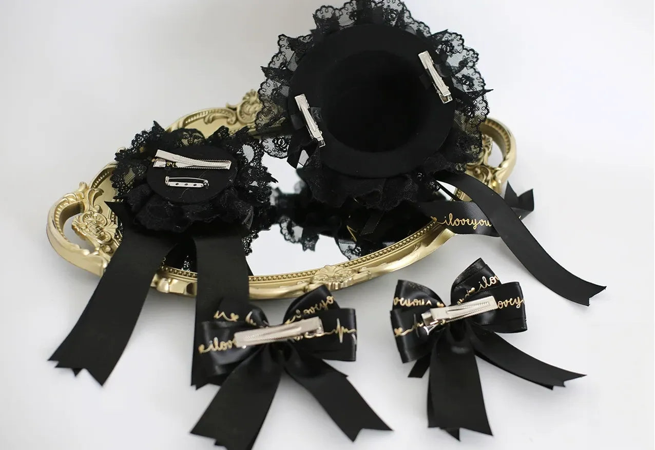 Black-gold Classic Lolita Headpiece, Gold Stamping Accent 45849:865434