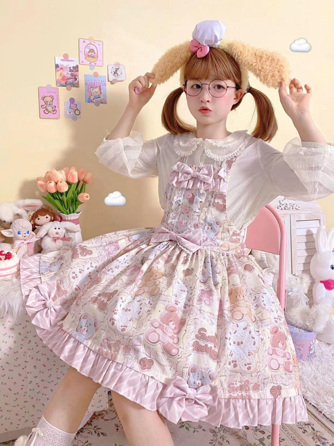 Akiyama Future Studio~Kawaii Little Bear Lolita Salopette Daily Lolita JSK   