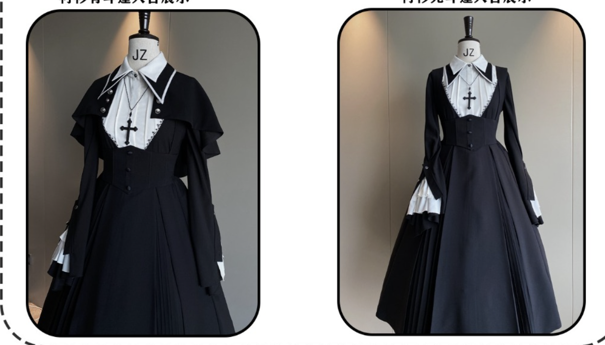 Susin Lolita~Cross Praise~Nun Style Gothic Lolita Dress and Blouse 12878:183548