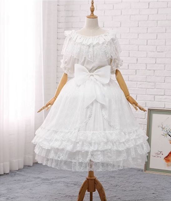 Manyiluo~Snow Love Wedding~Elegant Lolita A-line Wedding Adjustable Extension Bustle   