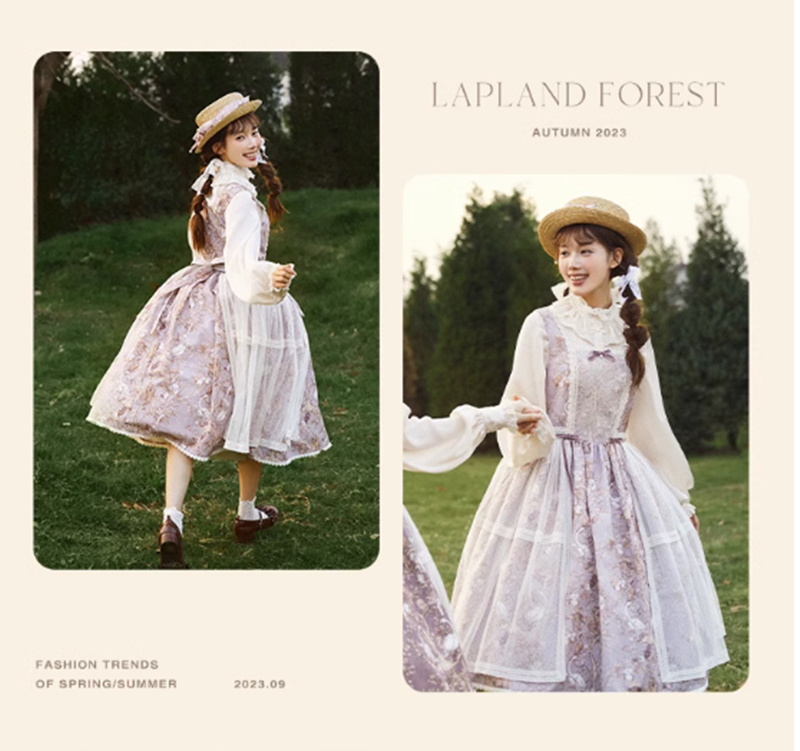 (Buyforme)NyaNya~ Lapland Forest~ Lolita Elegant Vintage Floral JSK OP Dress   