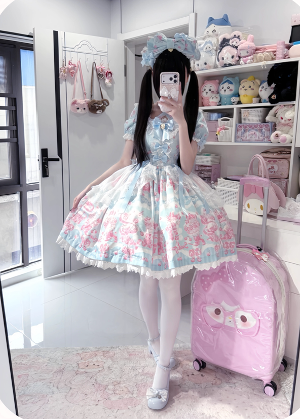 Cherry Parfait - Printed Sweet Lolita Dress, Macaron Colors