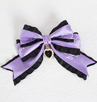 Xiaogui~Sweet Lolita Ribbon Bow Hair Clips letters black and purple fish mouth clip  