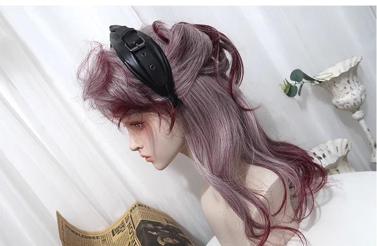 CastleToo~Moonlit Blooms~Gothic Lolita Wig Gradient Wine Red Texturizing Lolita Wig   