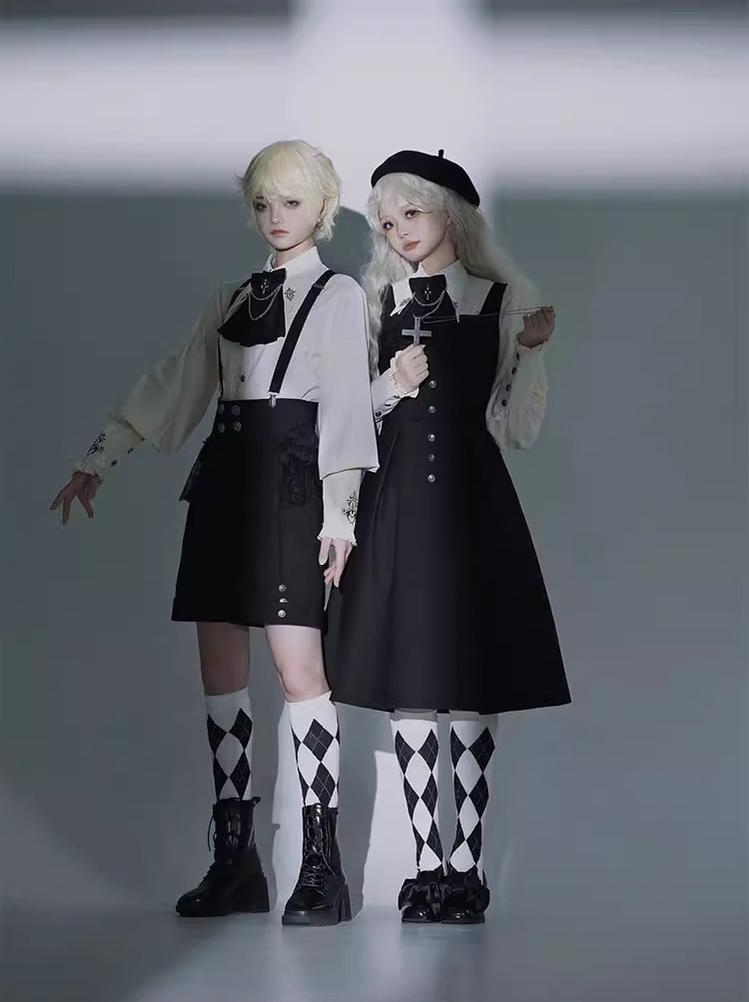 CastleToo - Night Raven Magic - Ouji Lolita Dress Set Prince Suspender Shorts Cape
