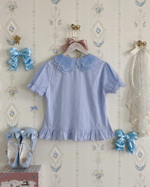 3 Puppets~Butterfly~Kawaii Lolita Short Sleeve Blouse   