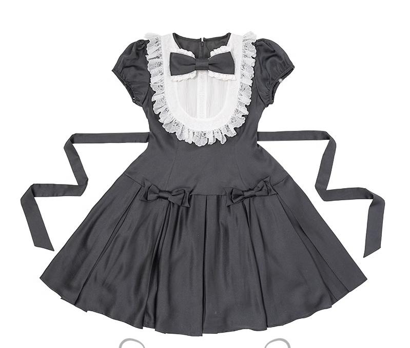 JND Lolita~Holy Gospel~Tri-color Maid Lolita OP Dress Suit Black OP XS 