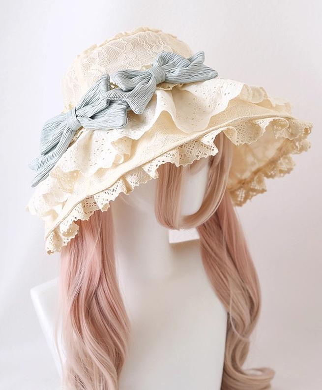 Xiaogui - Lace Lolit Sun Hat, Detachable Bows 42873:798162