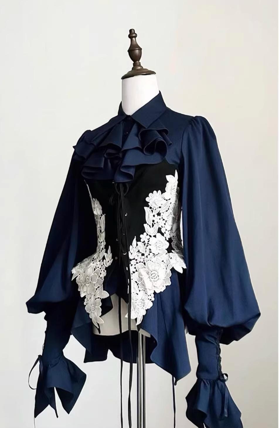 The Cage - Gothic Lolita Fishbone Bodice, Embroidered Appliqués