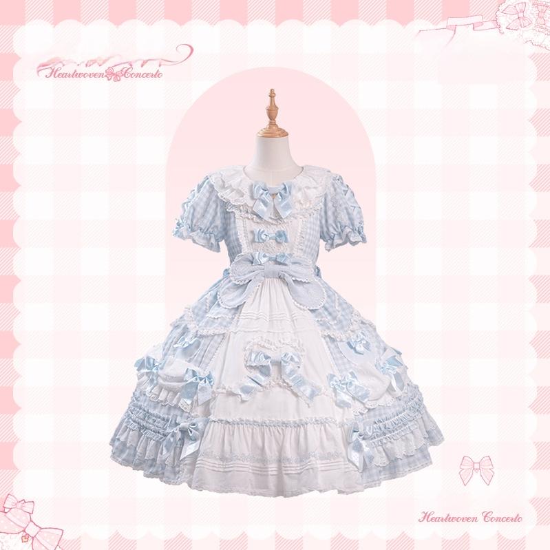 Mademoiselle Pearl - Heart Woven Concerto - IP Collab Sweet Lolita OP Dress, Bow Accents (L M S XL XS) 43765:785901