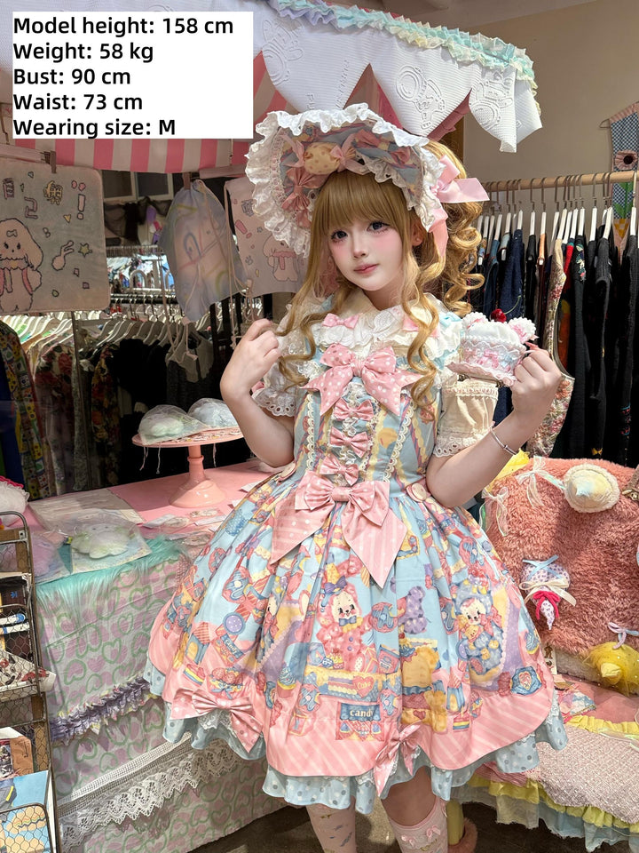 Star Fantasy~Rainbow Buffet Bunny~Candy-Like Kawaii Lolita Dress Suit with Plus Size Shirt