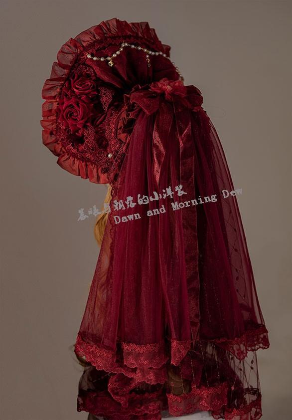 Dawn and Morning~Classic Lolita Accessories Elegant Lolita Headdress Veil only Red