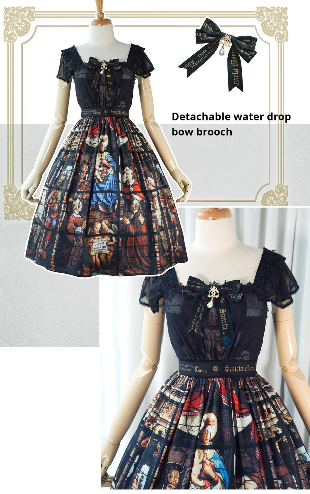 GOTHIC LOLITA~Rosary in the illusional library~Gothic Lolita Print JSK Dress