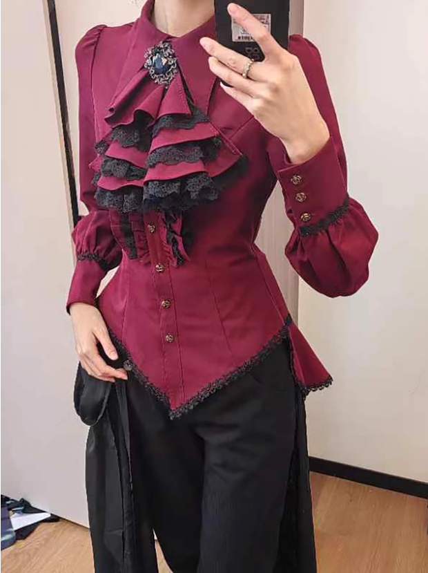 Little Dipper~Gothic Lolita Long Sleeve Shirt Long Blouse   