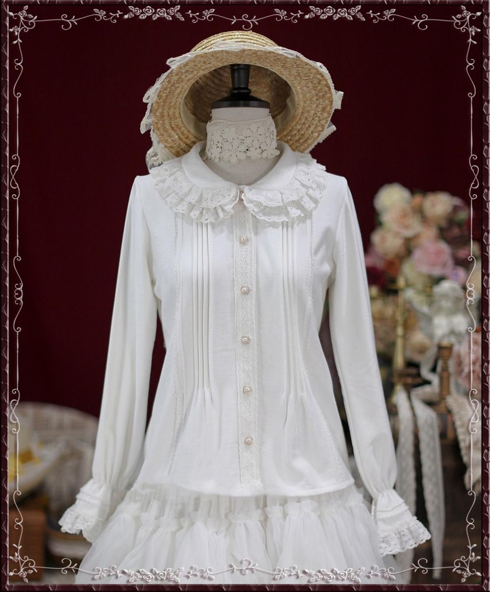 Tiny Garden~Cotton Retro Lace Lolita Blouse S white 