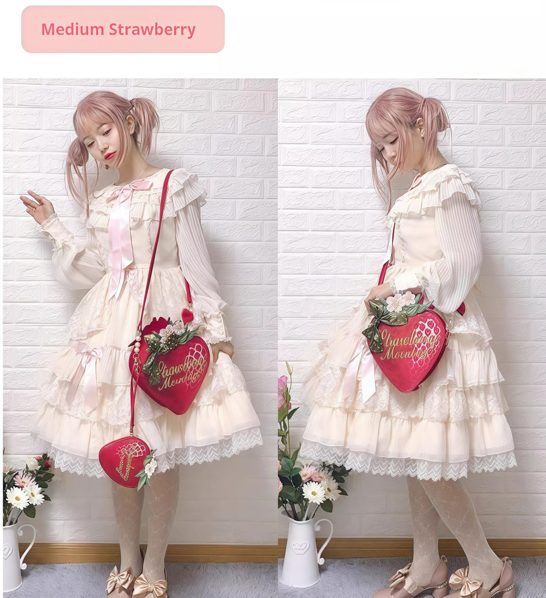 Morning Glory~A Strawberry~Sweet Lolita Crossbody Bag Strawberry Printed Handbag