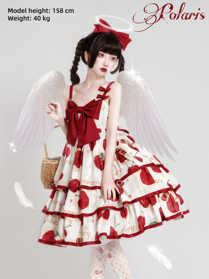 Polaris Lolita~Cherry Crown~Sweet Lolita JSK Three-tiered Skirt Dress