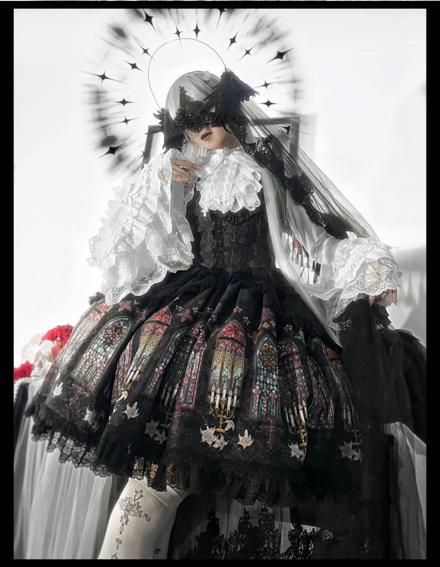 Gothic Lolita JSK Dress & Blouse Set, Stained Glass Print 45793:862636