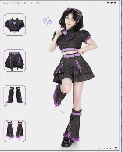 (Buyforme)Bubble Trap~Y2K Denim Sweetheart Skirt Set   