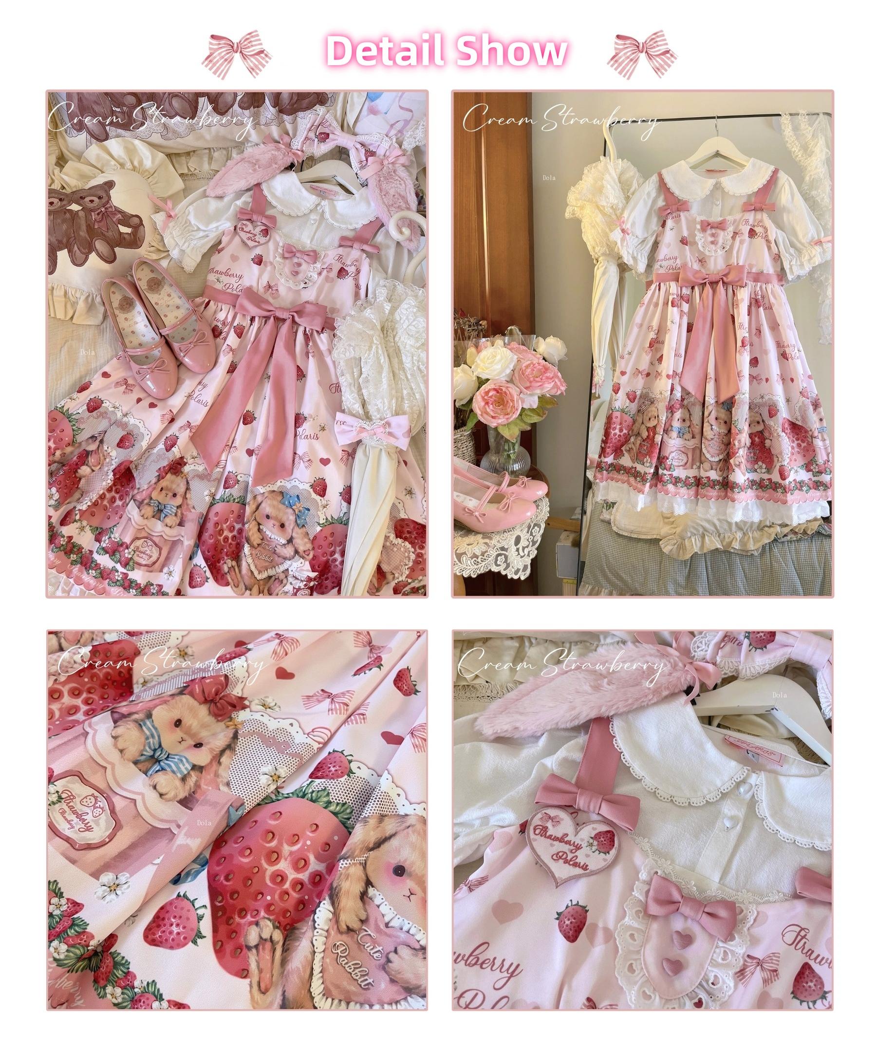 Polaris Lolita - Rabbit Berry Gift Box - Sweet Pink Lolita JSK Dress, Bunny & Straberry Print 44382:806006