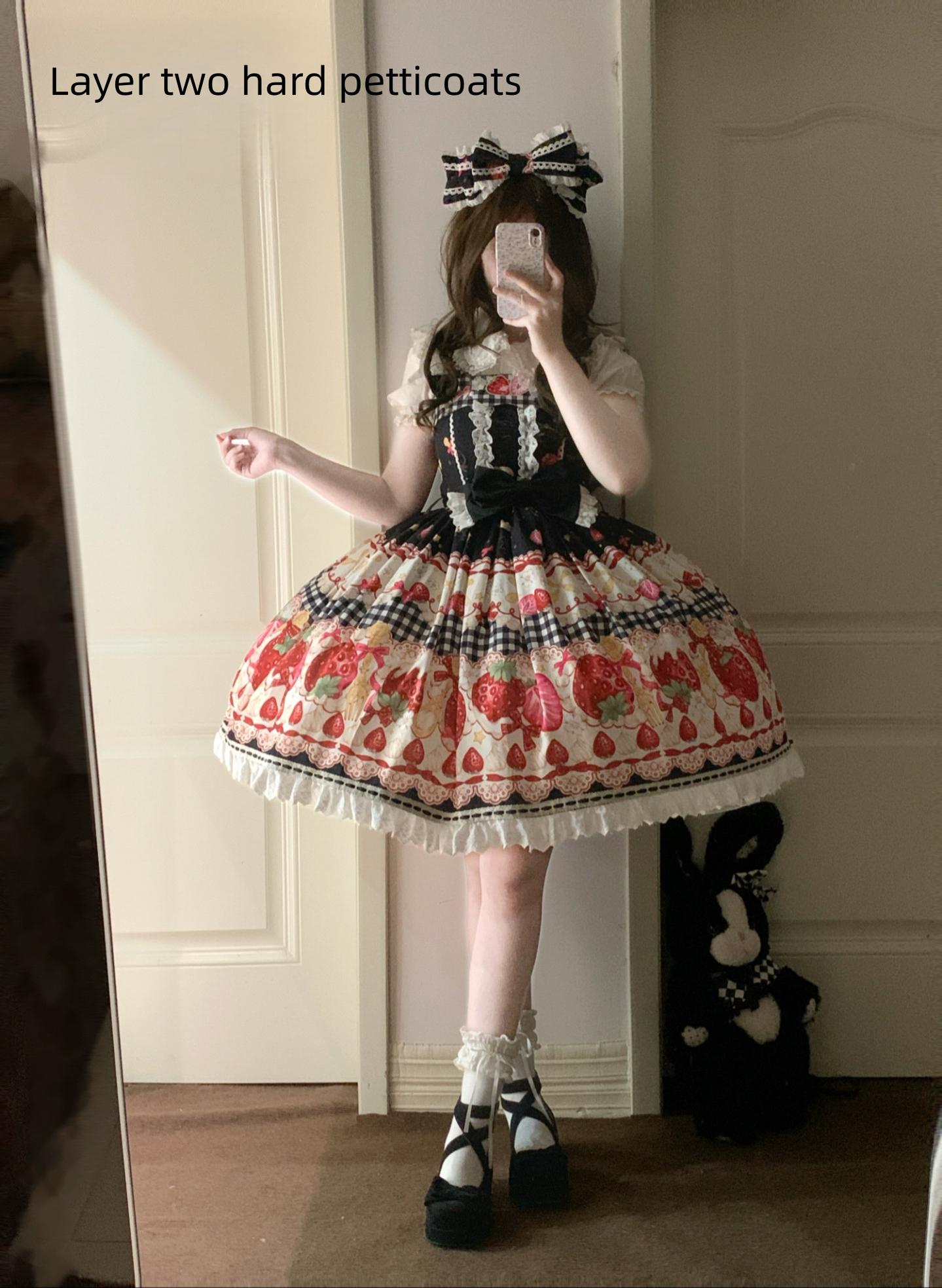 Plaid Strawberry Jam - Sweet Lolita Strawberry Printed JSK Dress 45545:853154