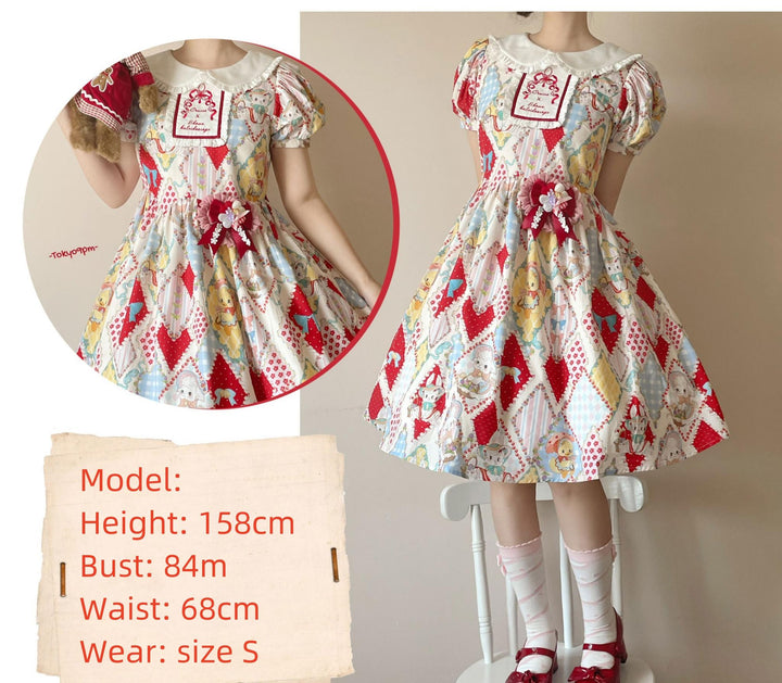 Southern Cross~Showa Kaleidoscope~Sweet Lolita OP SK and JSK with Rabbit Print 42127:727868