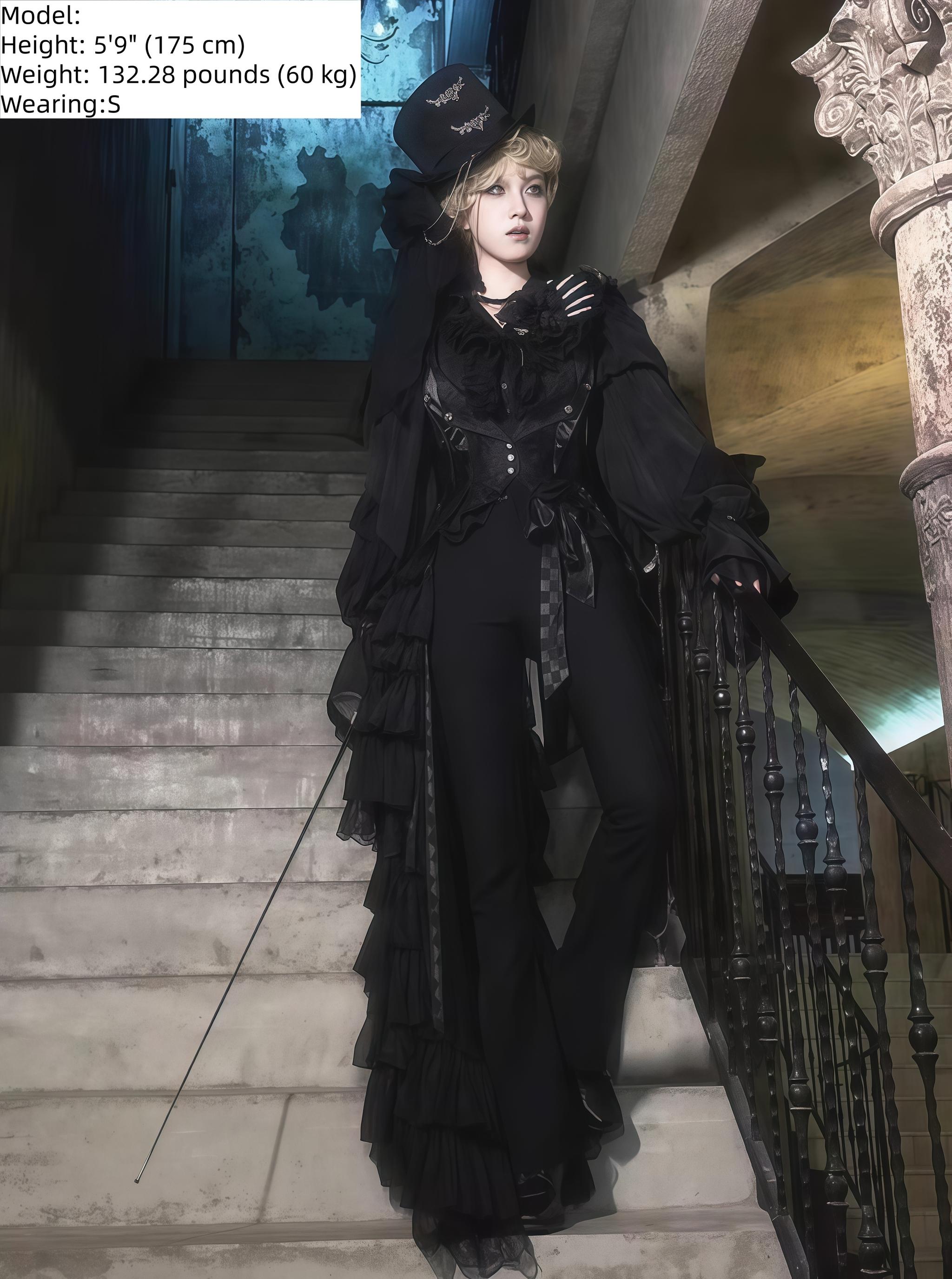 Genesis and Armageddon - Gothic Lolita High-low Hem Shirt, Boning SK