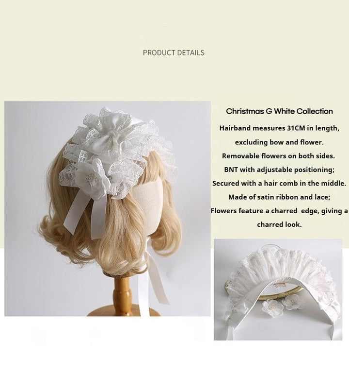 Xiaogui~Classic Lolita Lace Headdress Pure White Lolita Head Accessory 41514:707428