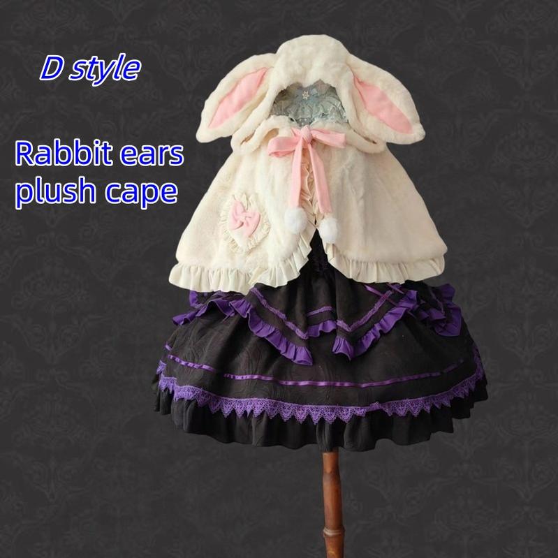 Teddy Bear - Sheer Lolita Cardigan Long Sleeve Lolita Cape Rabbit Ear S D style winter cape