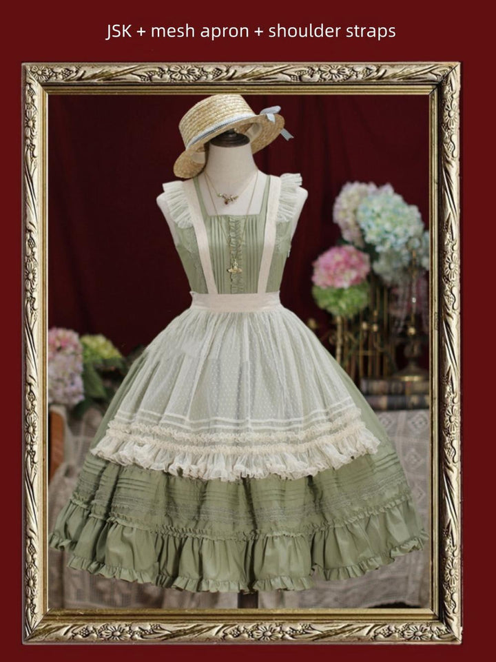 Tiny Garden~Nocturne Reminiscence~Elegant Lolita JSK Dress Multi-Wear Apron Dress Set   