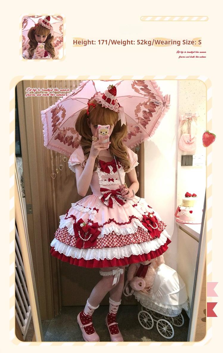 Sakurahime~Berry Sweetheart~Sweet Lolita OP Suit Old School Lolita Dress and Top Hat