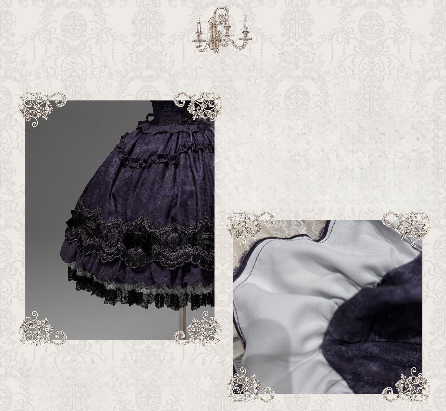 Clockwork Doll - Gothic Lolita Printed Dress, Lace & Bows 45186:839431