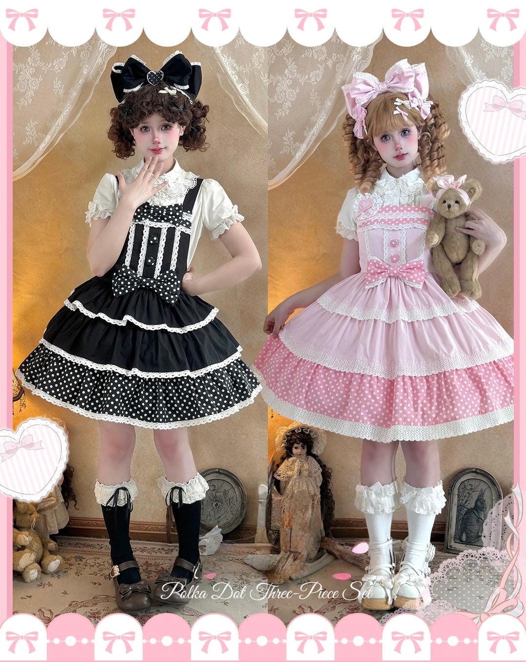 Cotton Sweet Lolita Polka Dot JSK & Salopette Dress 45589:853469