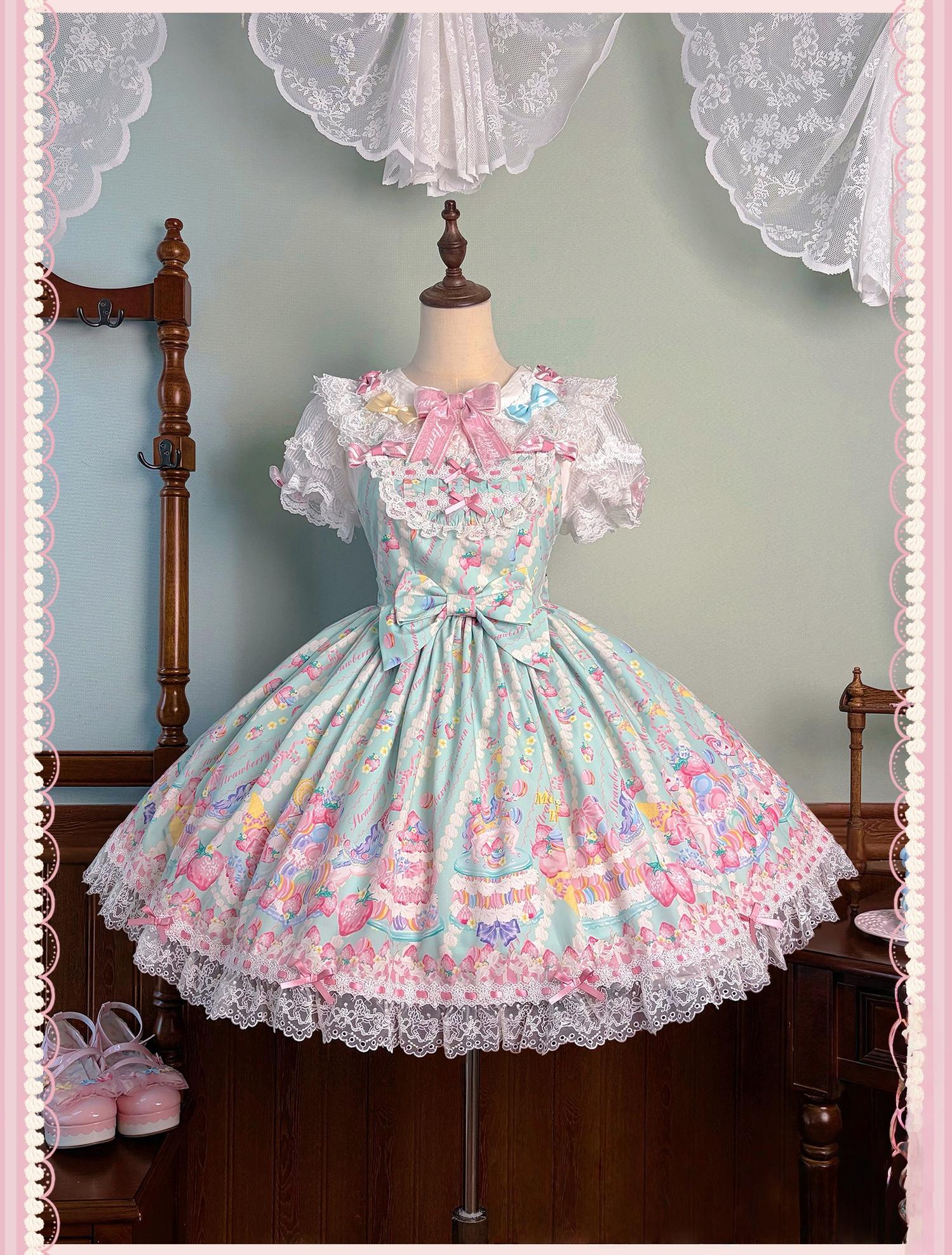 Macaron - Printed Sweet Lolita OP Dress, Old School Lolita JSK Available