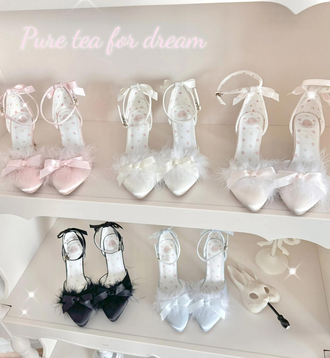 Pure Tea For Dream~Swan Lake~Sweet Lolita Shoes Satin Lolita Hight Heels