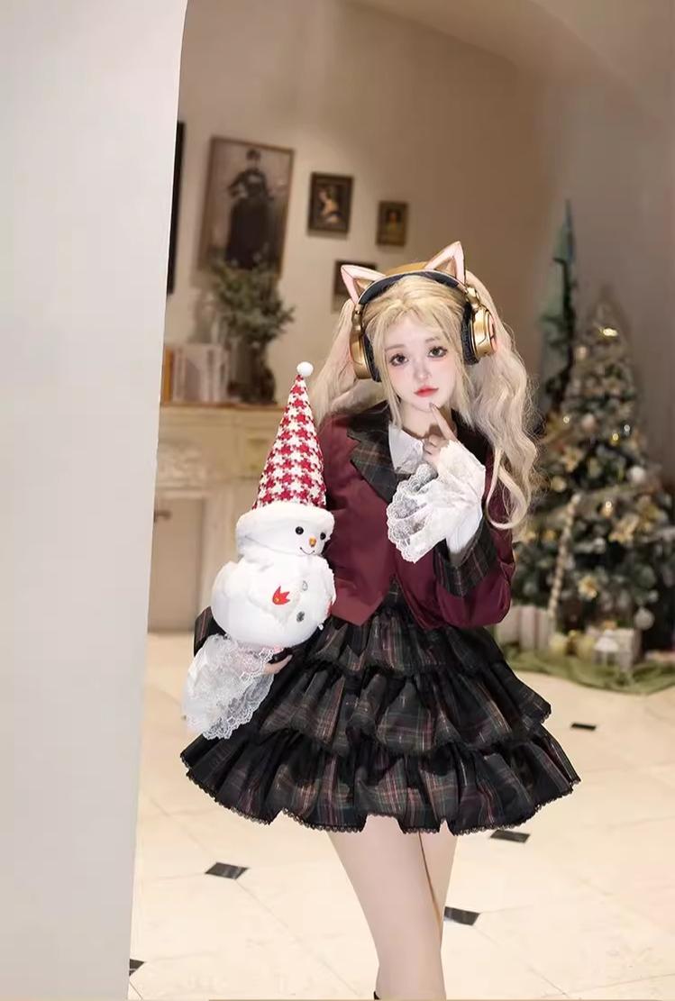 CastleToo~Christmas Limited~Ouji Lolita Suit Salopette Cape Mid-length Pants   