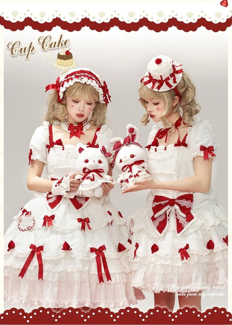 Mademoiselle Pearl - Cup Cake - Sweet Lolita Cake Brooch, Small Top Hat, Headband, Choker
