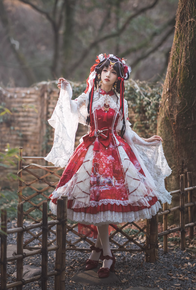 (Buyforme)Two Rural Cats~Nine-Color Deer Chinese Style Lolita Dress  Set   