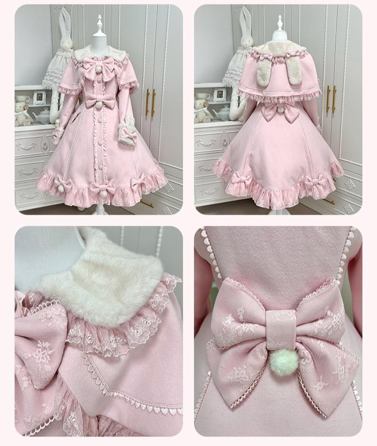 Mengfuzi - Nico Bunny - Winter Sweet Lolita Overcoat, Detachable Cape 44102:795412
