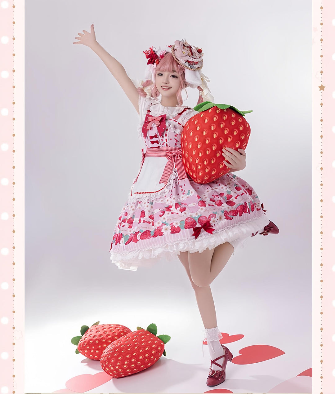 Confession Balloon~Strawberry Beloved~Sweet Lolita JSK Strawberry Print Lolita Dress 40950:694340