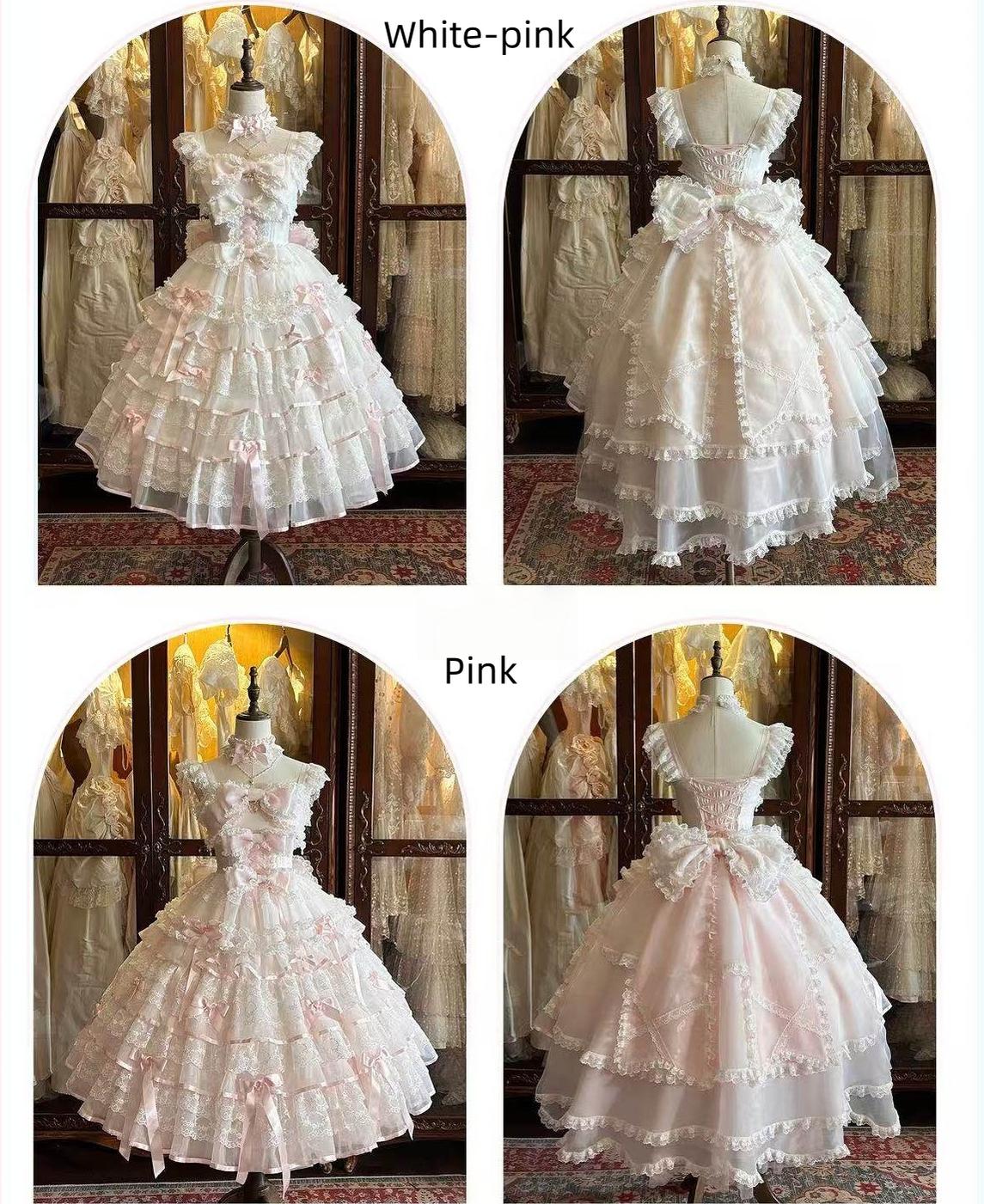 Sakura Snow Love Song - Wedding Sweet Lolita JSK Dress, Lace & Bows Details 44530:812612
