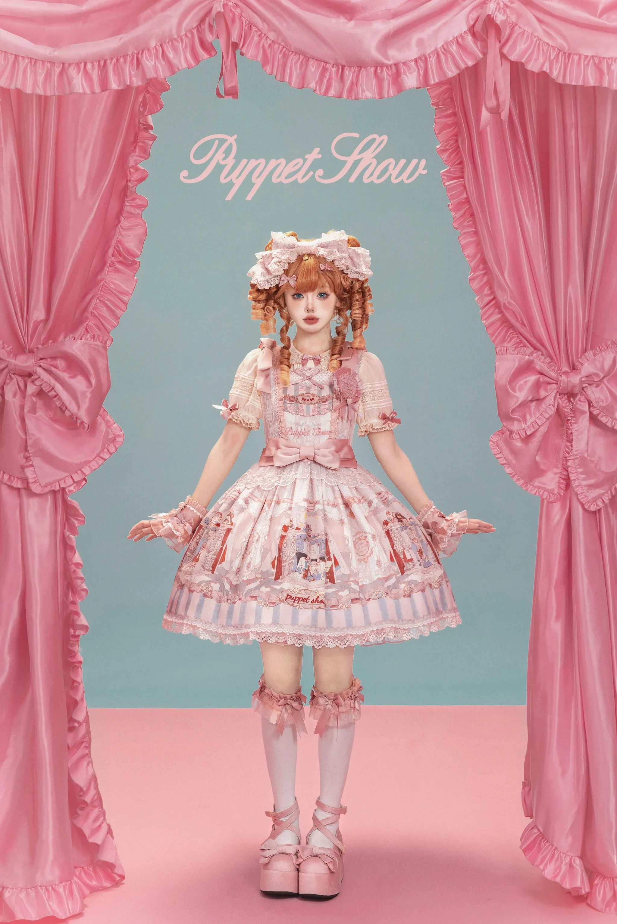Puppet Show - Doll-like Lolita Embroidered Collar JSK, Puppet Show Print 45823:864750