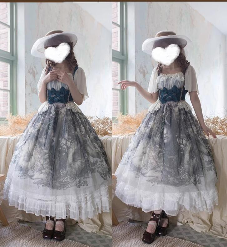 ThinkFly~Pleated Heart~Elegant Lolita Petticoat with Dotted Gauze Hem