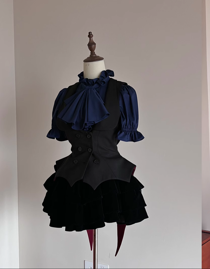 FlowerFairyDaily~Final Nocturne~Gothic Lolita Vest Black Bat Vest   